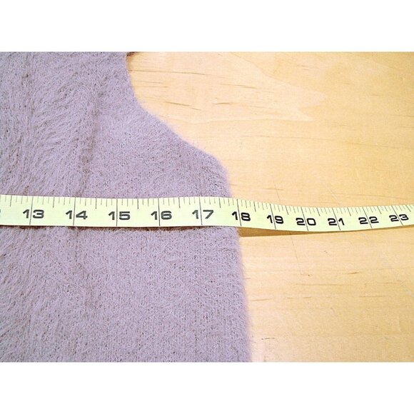 Oliver Faux Fur Knit Cardigan Vest Mauve Blush Pink Hood Open Front Pockets Sz S - Picture 5 of 10